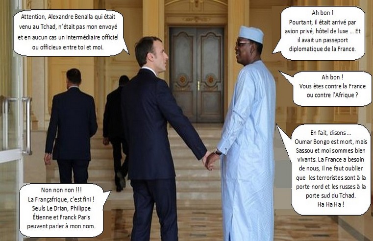 Image satirique sur la visite du Président Emmanuel Macron au Tchad